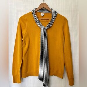 J. Crew Golden Sweater with Houndstooth Scarf